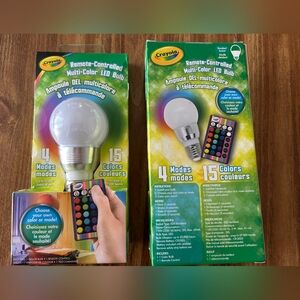 2 NWOT Crayola Colorful Remote Control Light Bulbs